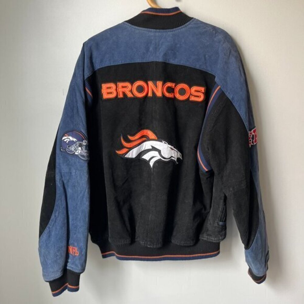 NFL Denver Broncos Suede Bomber Jacket Men's XL
